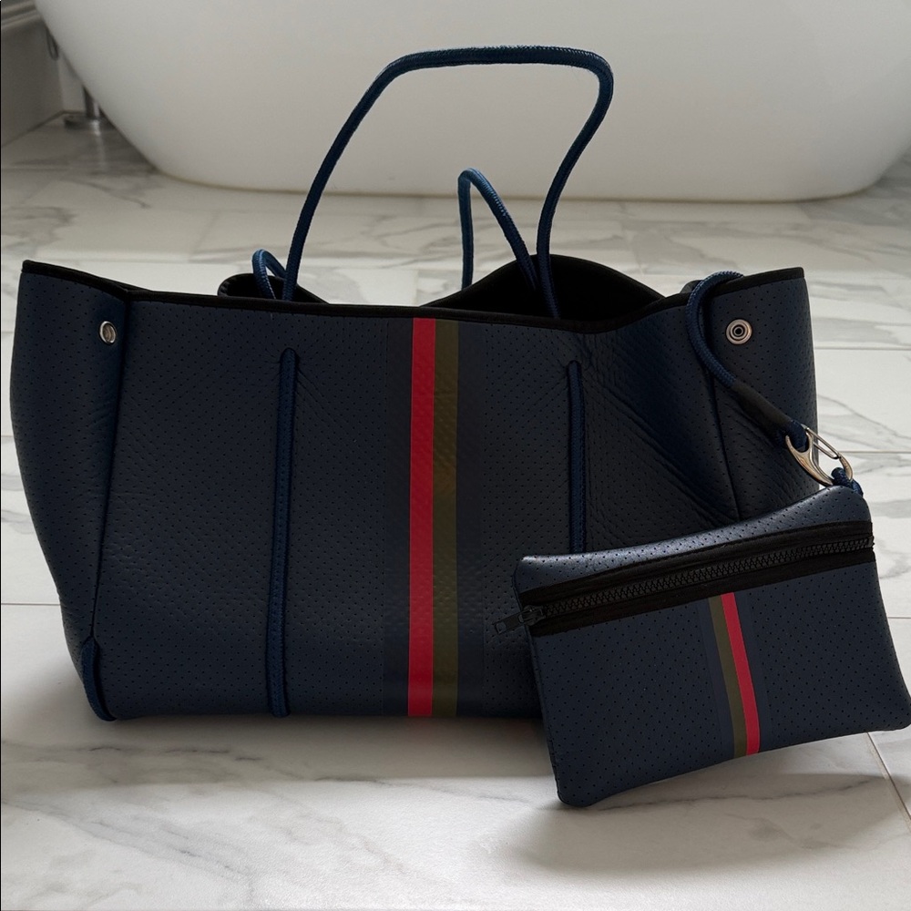 Haute Shore Neoprene Duffle Bag Navy with Wristlet Bag Travel